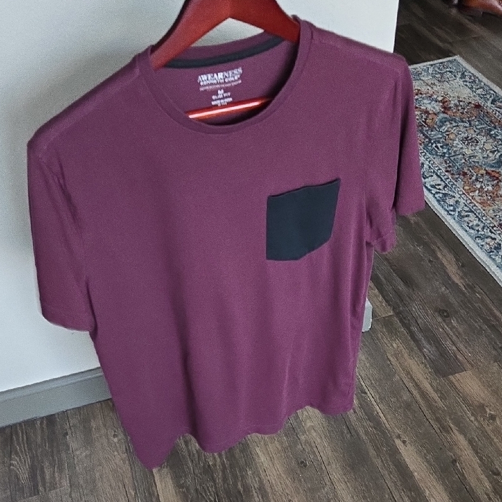 Kenneth Cole Awearness Maroon Pocket T-Shirt Med Slim Fit EUC